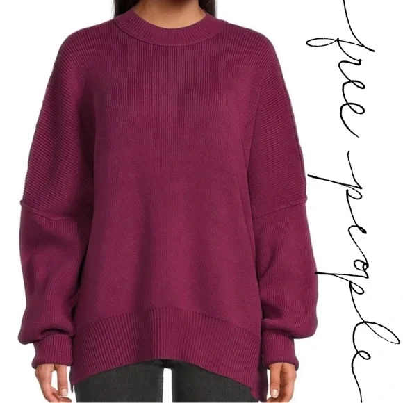 NWT $128 Free People Dreamy Mulberry Tunic (Oversized) Sweater - Medium - Picture 3 of 8